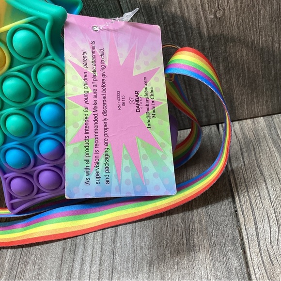 Unicorn Rainbow Crossbody Zippered Bag DANBAR Poppet Handbag Ages 8+ - Picture 4 of 14